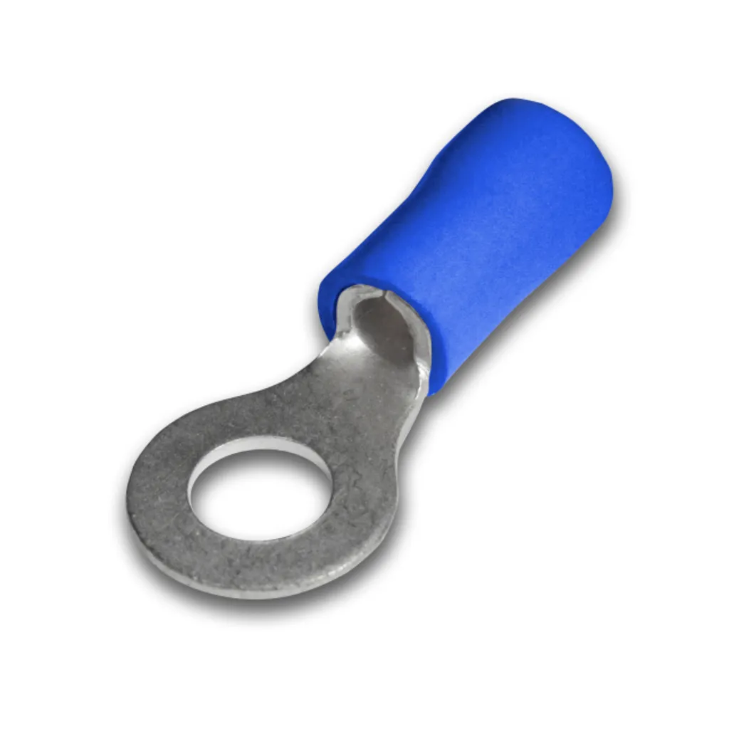 [RV2-8] Terminal Ojal Aislado Ø 5/16" (8mm) – 16-14 AWG (1.5-2.5mm²) Azul (100 und)