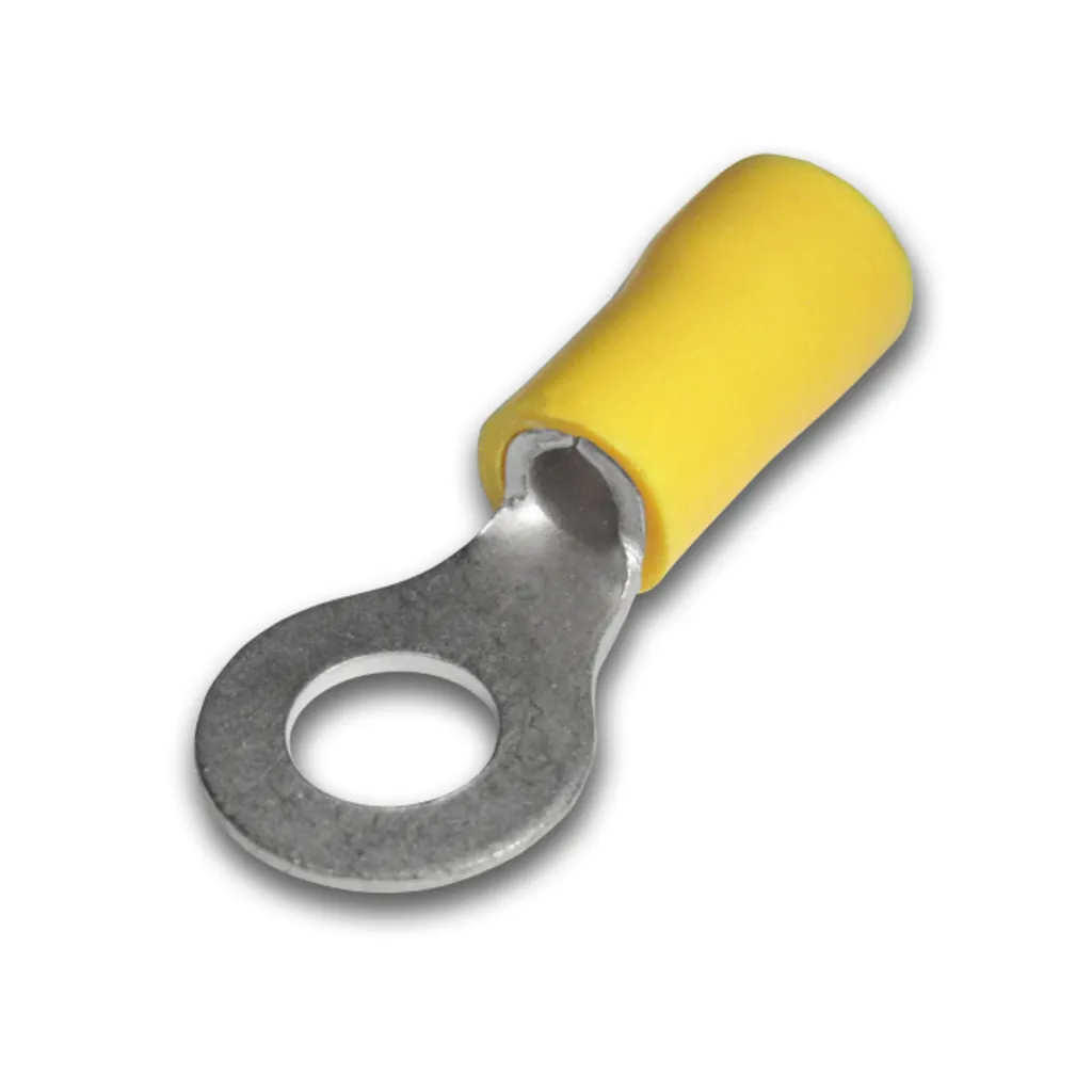 [RV5.5-8] Terminal Ojal Aislado Ø 5/16" (8mm) – 12-10 AWG (4-6mm²) Amarillo (100 und)