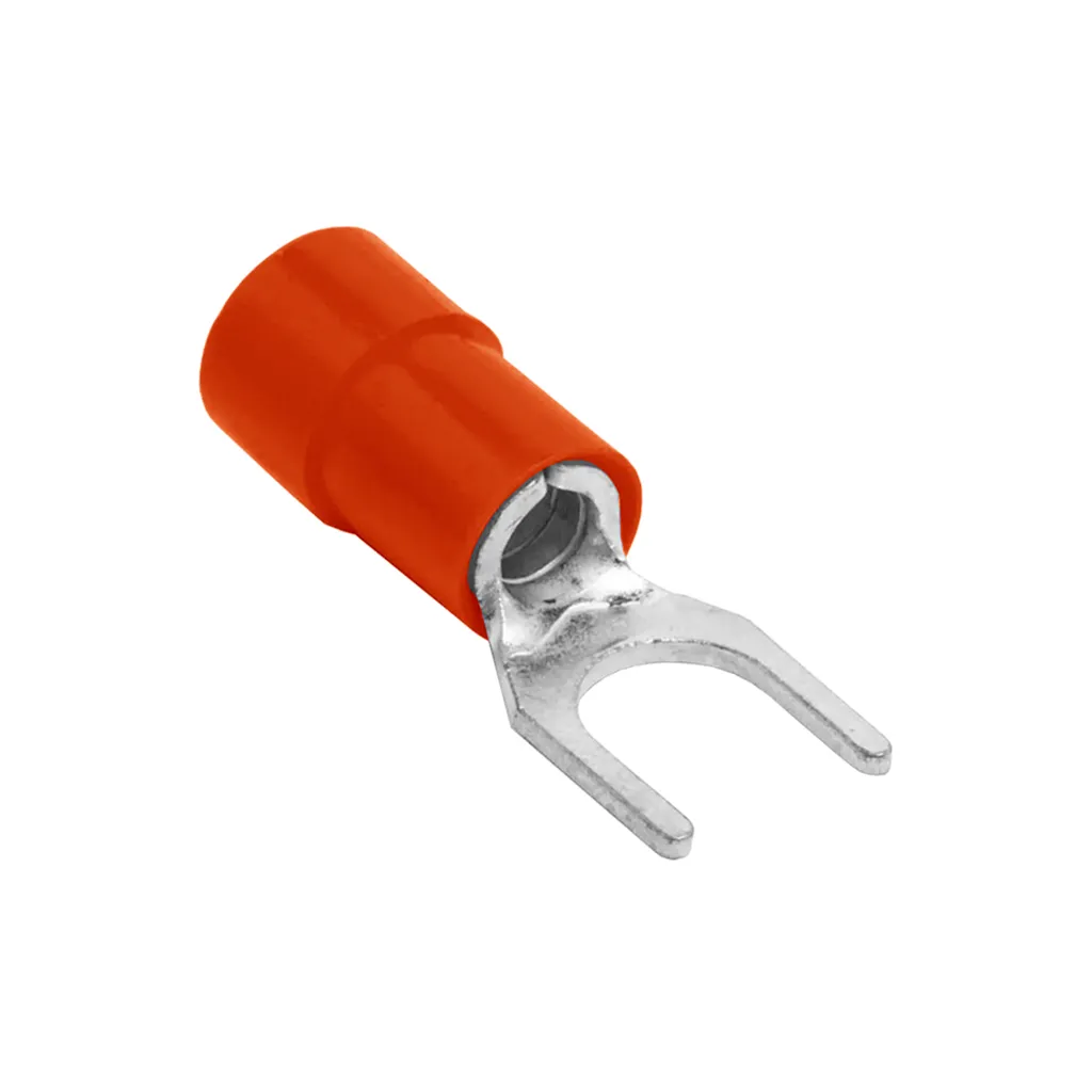 [SV1.25-6S] Terminal Horquilla Aislado Rojo (100 und) Ø 1/4" (6mm) – 22-16 AWG (0.5-1.5mm²)