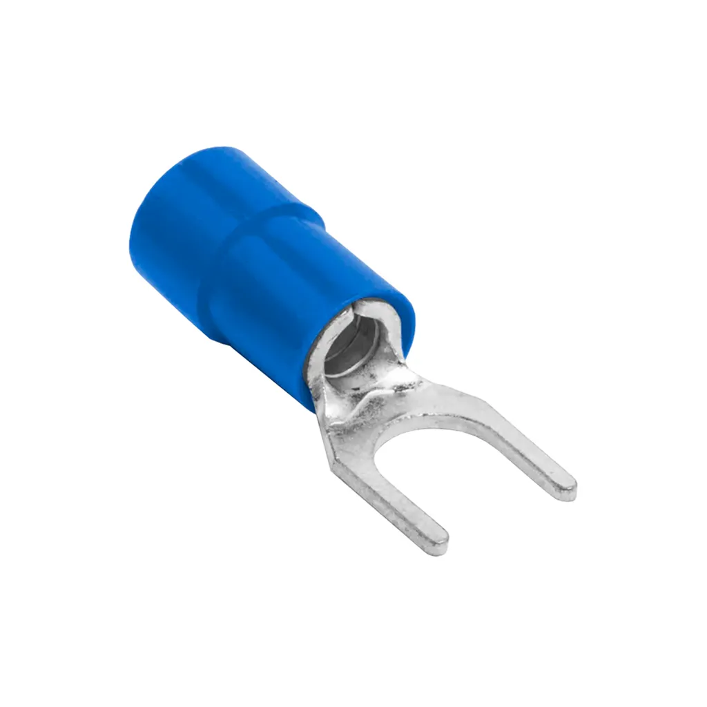 [SV2-6S] Terminal Horquilla Aislado Azul (100 und) Ø 1/4" (6mm) – 16-14 AWG (1.5-2.5mm²)