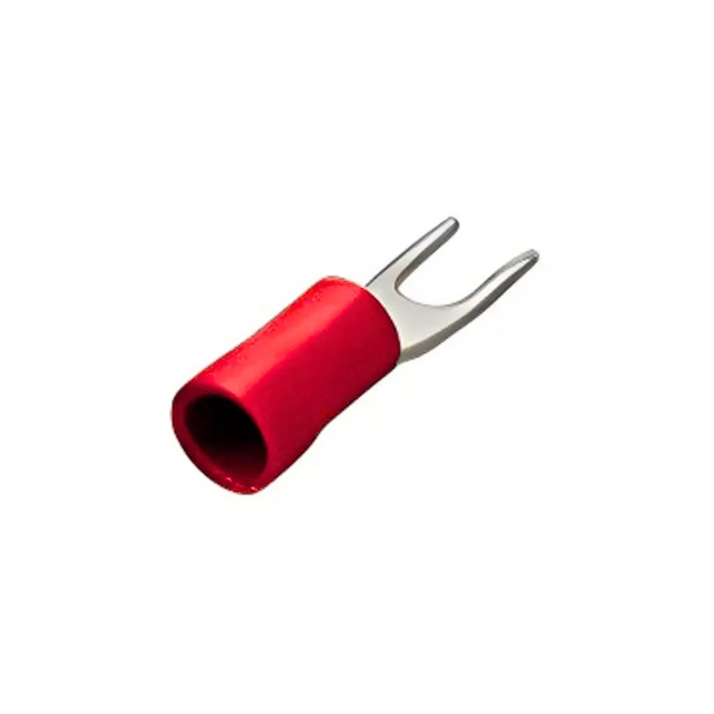 [SV1.25-3] Terminal Horquilla Aislado Rojo (100 und) Ø 1/8" (3mm) – 22-16 AWG (0.5-1.5mm²)