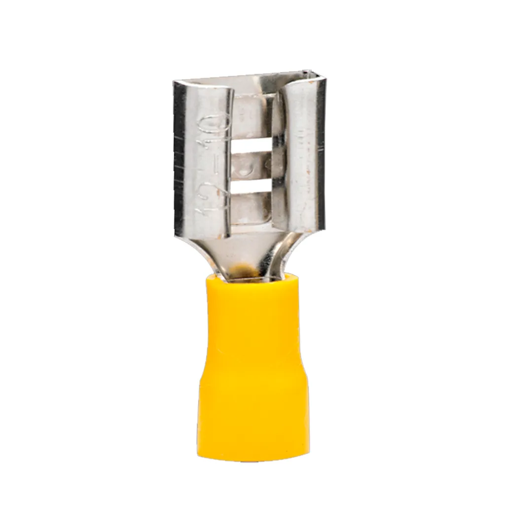 [FDD5.5-250] Terminal Hembra Aislado 7.5mm (ancho) – 12-10 AWG (4-6mm²) Amarillo (100 und)
