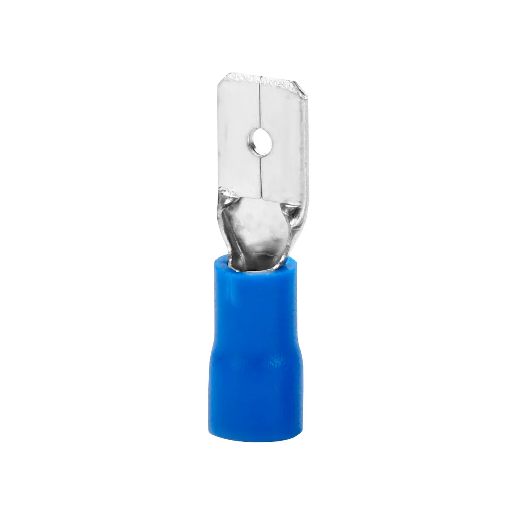 [MDD2-250] Terminal Macho Aislado 7.5mm (6.35mm ancho) – 16-14 AWG (1.5-2.5mm²) Azul (100 und)
