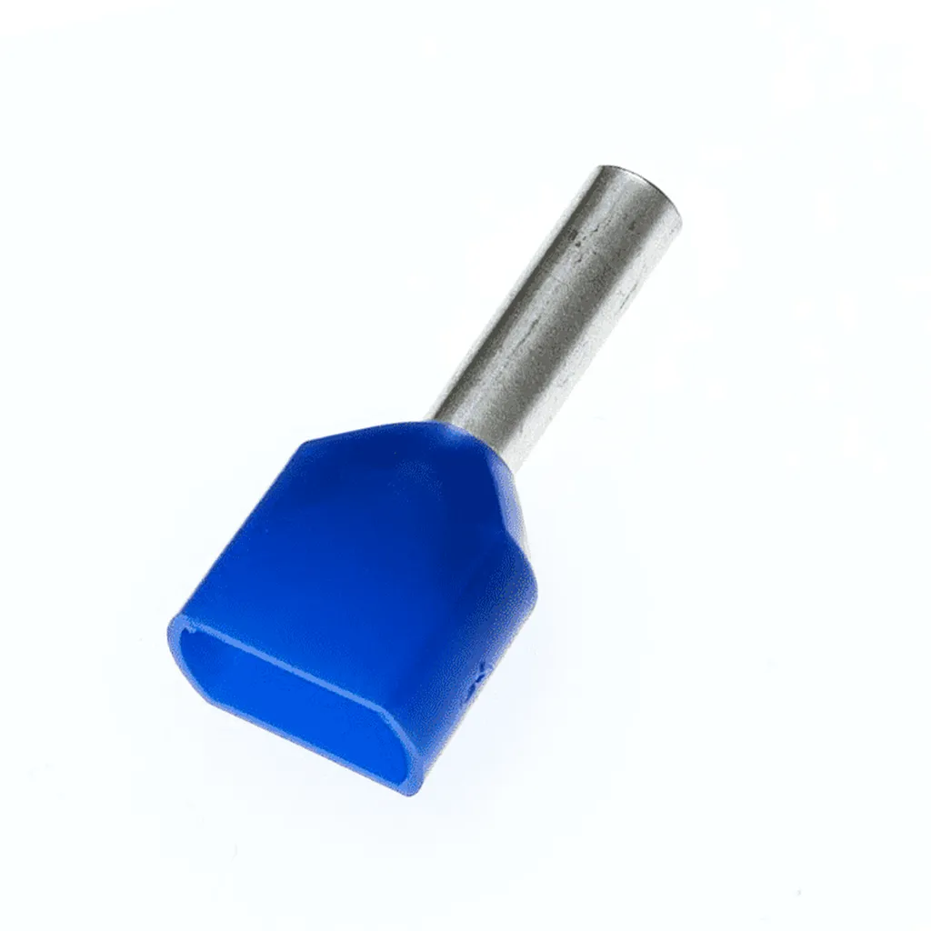 [TE2510] Terminal Sobremoldeado Doble – 14 AWG (2.5mm²) Azul (100 und)