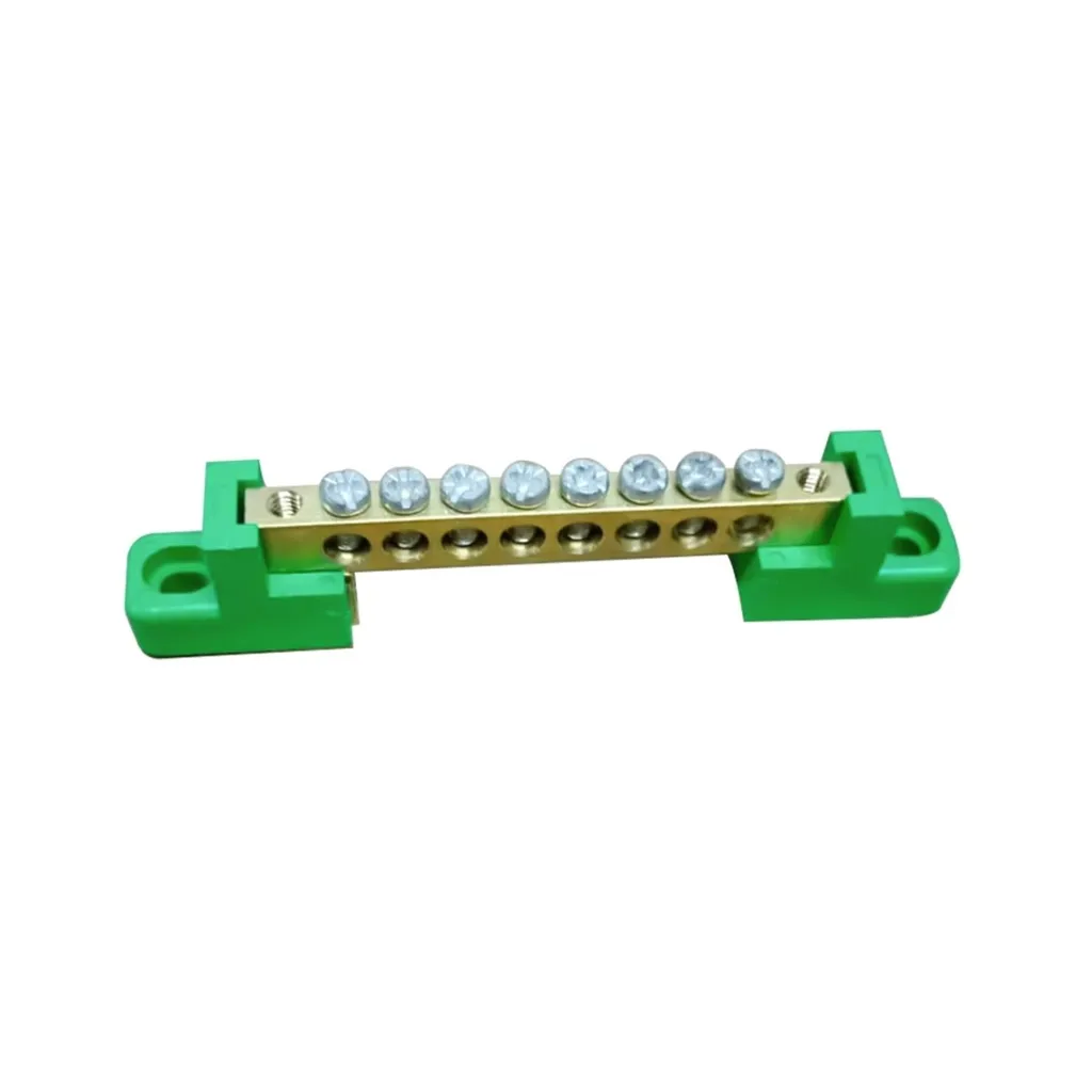 [BC-2B10-G] Bornera Tierra 8x12mm 10 Puntos PVC Verde